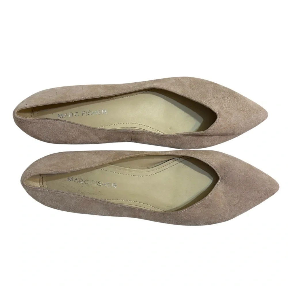 Marc Fisher flats blush nude suede pointy toe shoes size 6.5
